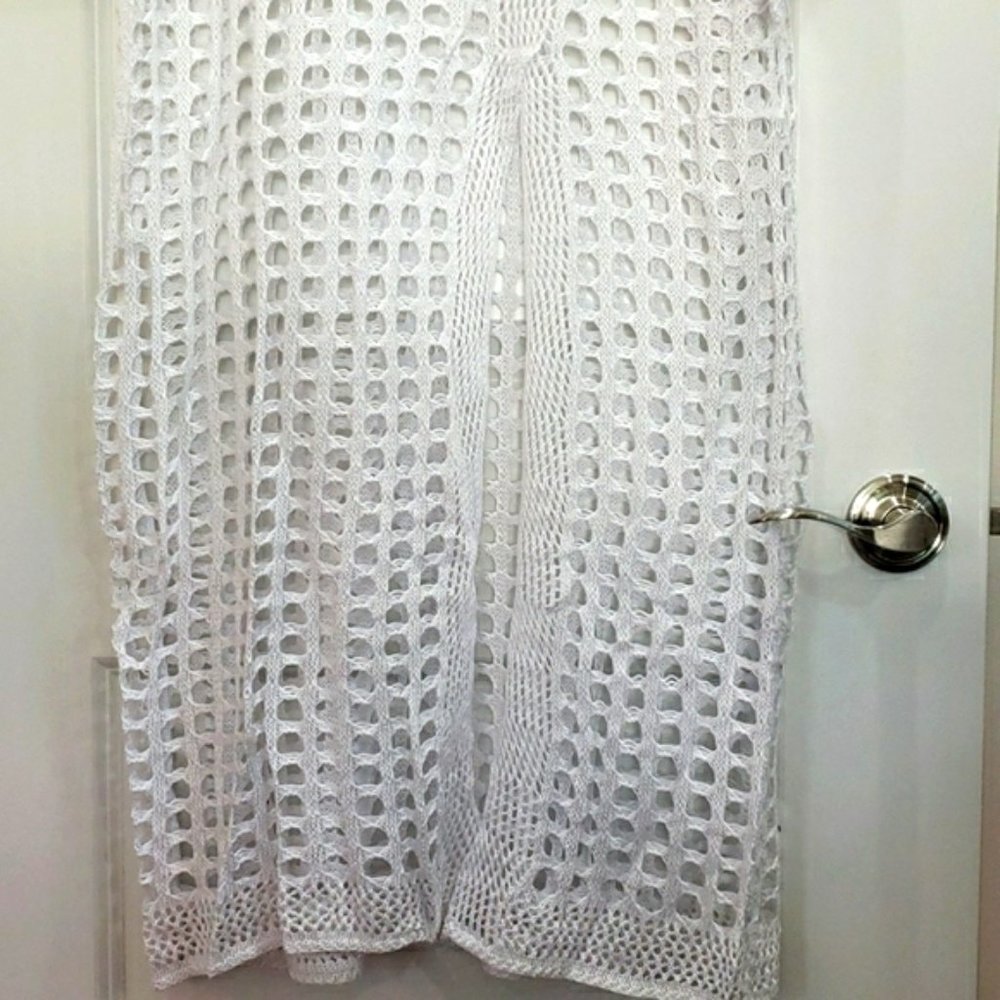 New White Chrochet Cover Up Long Dress with Slit - Picture 7 of 7